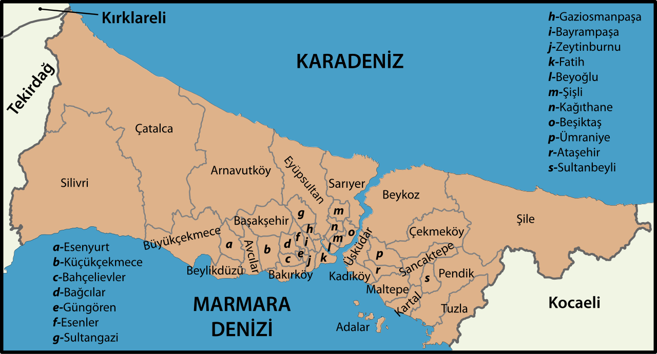 İstanbul ilçeler haritası - hizmet verdiğimiz bölgeler